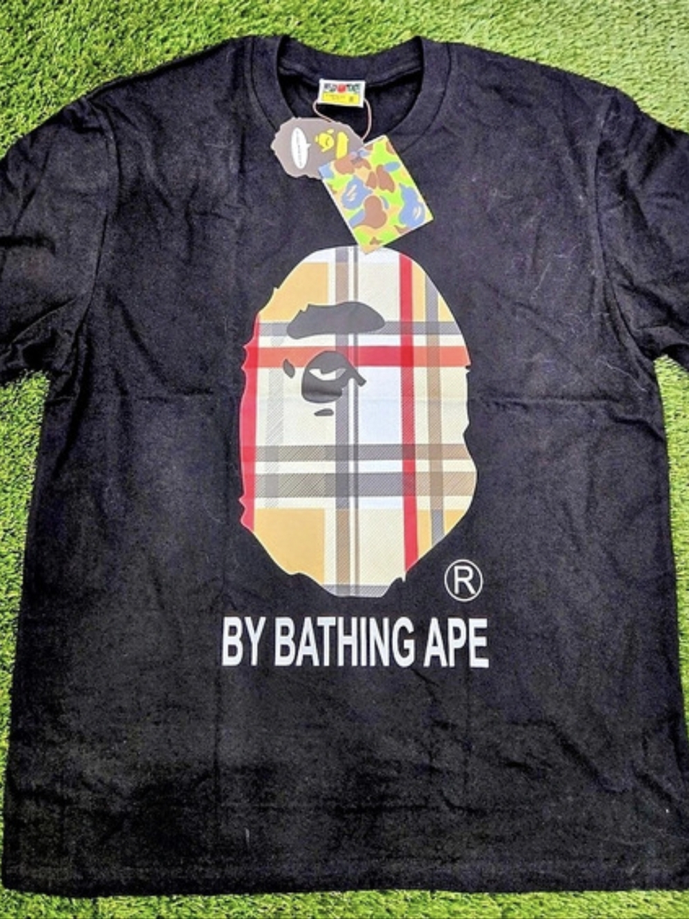 A Bathing Ape (BAPE) Plaid Camo Tee Shirt